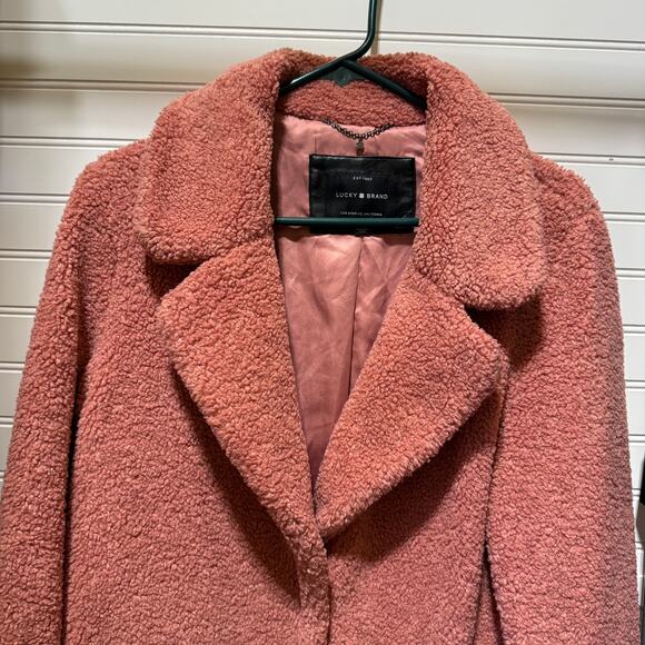 Lucky Brand Teddy Style Long Length Fully Lined Jacket Size M - Picture 3 of 13